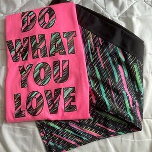 Girls Pink & Black Leggings Set